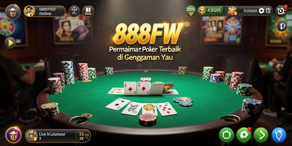 Screenshot utama 888FW menampilkan keseruan permainan Poker yang seru.