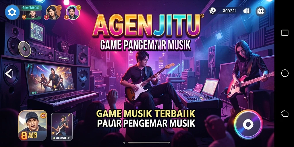Tampilan gameplay AGENJITU dengan lagu-lagu interaktif.
