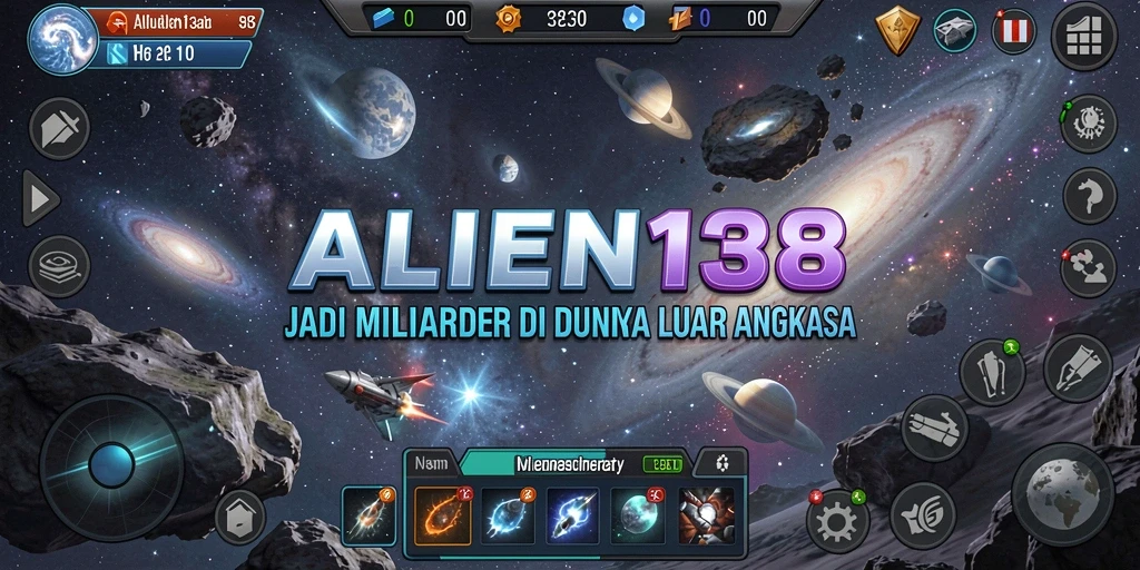 Screenshot gameplay <strong>ALIEN138</strong> menunjukkan pengelolaan kerajaan bisnis luar angkasa yang menarik.
