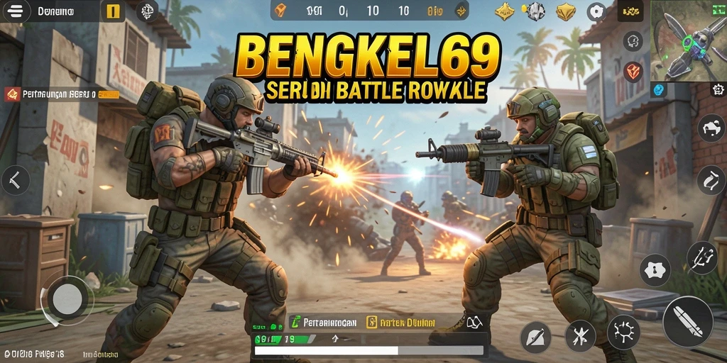 Screenshot BENGKEL69 menampilkan aksi seru dalam pertempuran Battle Royale.