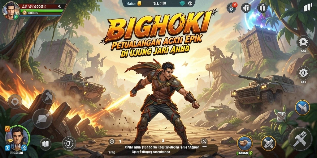 Screenshot menunjukkan momen epik aksi seru dalam BIGHOKI.