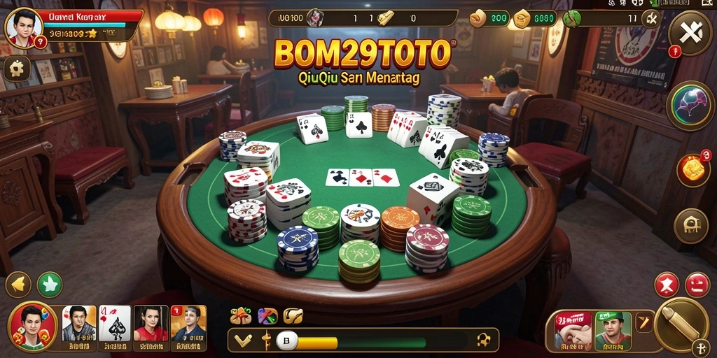 Tampilan gameplay yang menarik dan interaktif dalam QiuQiu.