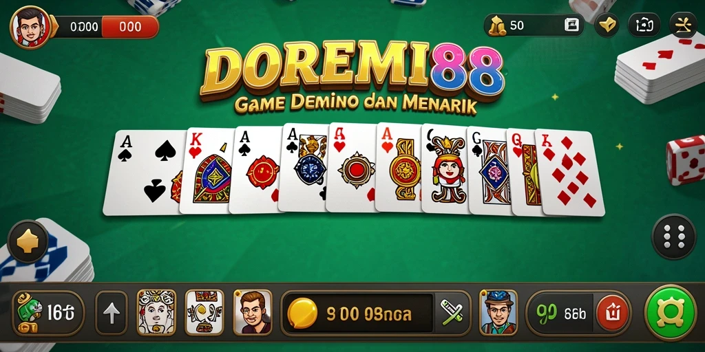Screenshot DOREMI88 menampilkan gameplay domino yang seru dan interaktif.