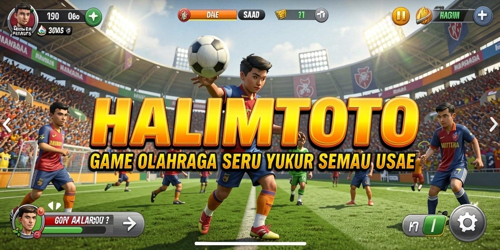 Tampilan utama gameplay HALIMTOTO yang menarik dan penuh aksi olahraga.
