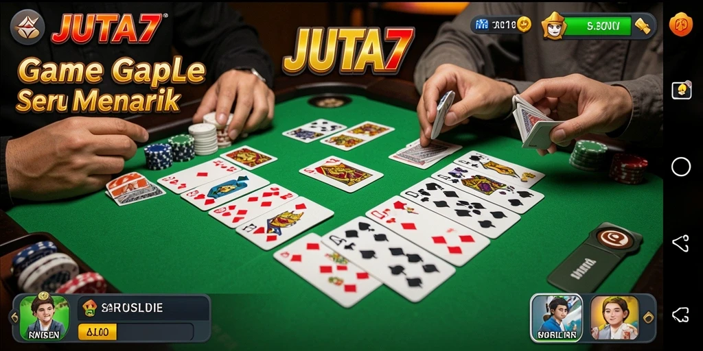 Tampilan gameplay menarik dari JUTA7 dalam permainan Gaple.