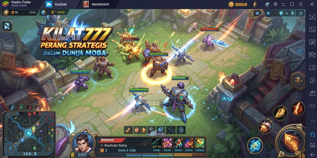 Tampilan laga seru di KILAT777 dengan gameplay MOBA yang menegangkan.
