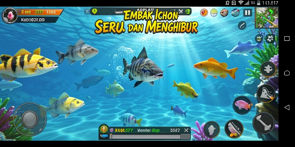Tampilan gameplay KOPLO77 dengan aksi tembak ikan yang seru.