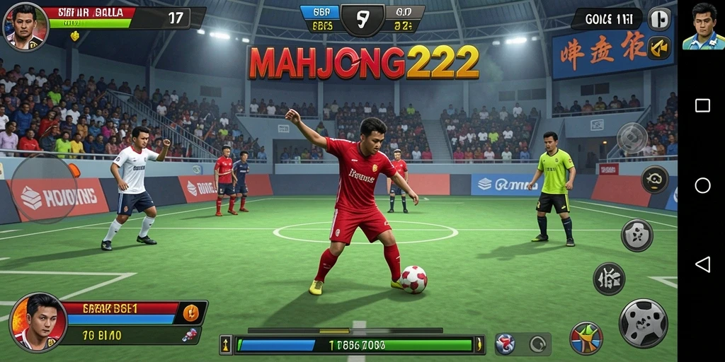 Tangkapan layar gameplay seru di lapangan sepak bola MAHJONG222.
