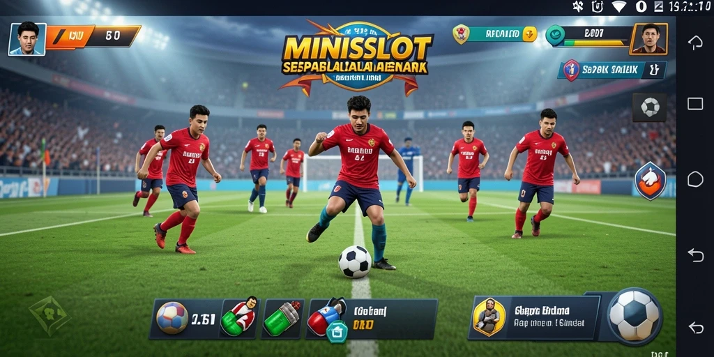 Screenshot gameplay MINISLOT menampilkan aksi seru sepak bola.