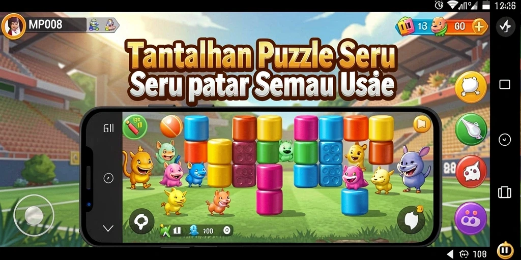 Gameplay seru MPO08 yang menantang dalam menyelesaikan teka-teki.