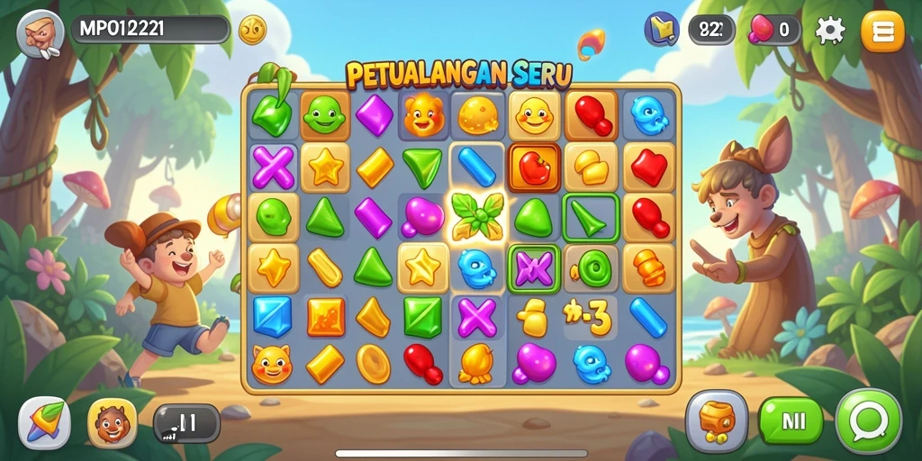 Screenshot menampilkan keseruan gameplay Match-3 MPO1221.
