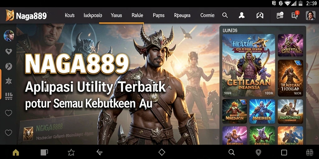 Tampilan antarmuka aplikasi NAGA889 yang sederhana dan efektif.
