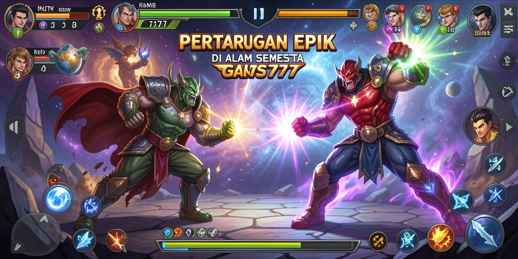 Gameplay NUTS777 menampilkan pertarungan seru dengan karakter unik.