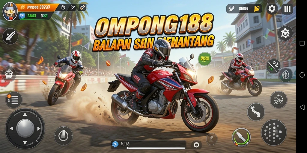 Gameplay OMPONG188 yang seru dan mendebarkan di lintasan balap.