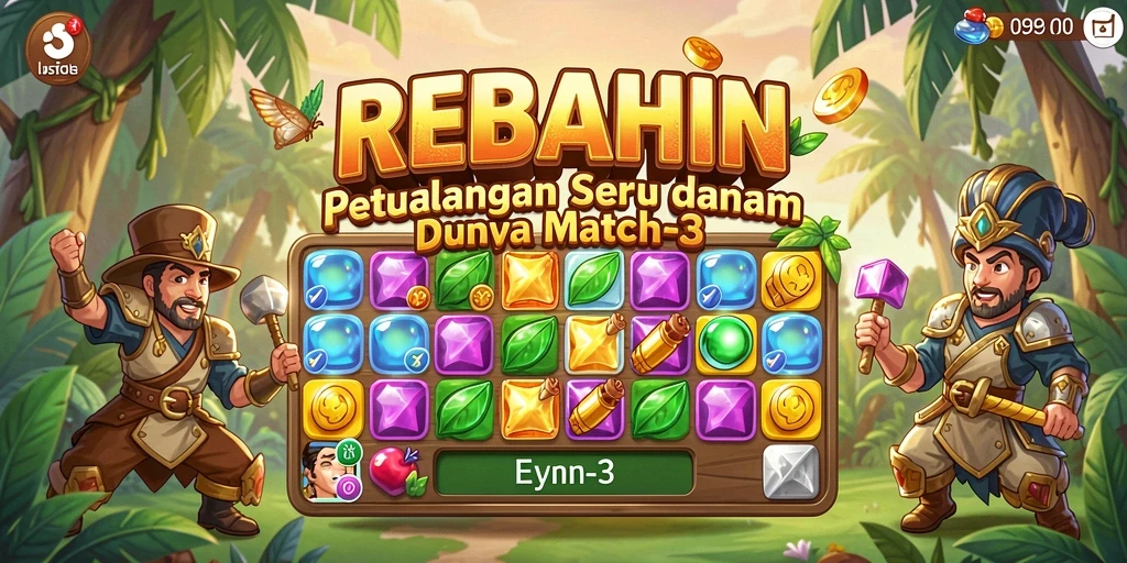 Tangkapan layar gameplay seru Match-3 di REBAHIN.
