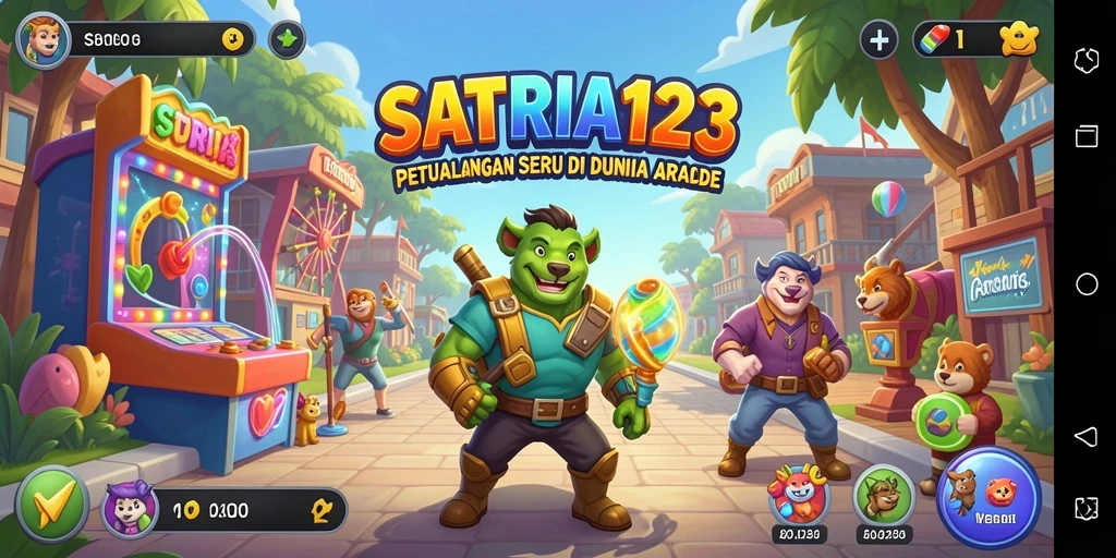 Tangkapan layar SATRIA123 menunjukkan aksi seru dalam permainan arcade.