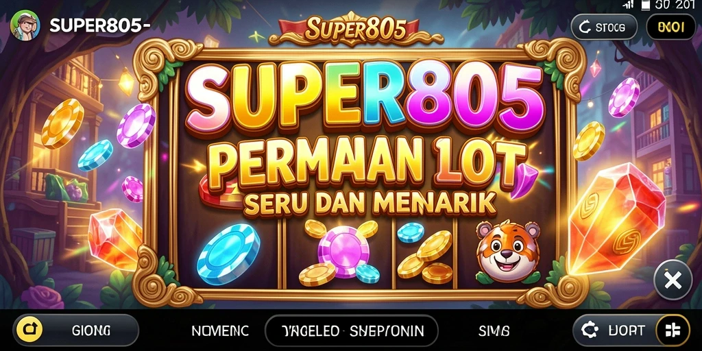 Tampilan gameplay menarik dari SUPER805 yang penuh warna dan efek menarik.
