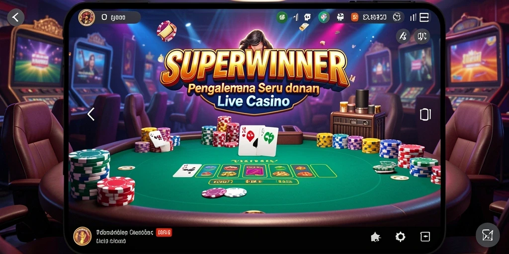 Screenshot gameplay SUPERWINNER yang menampilkan aksi Live Casino yang menarik.
