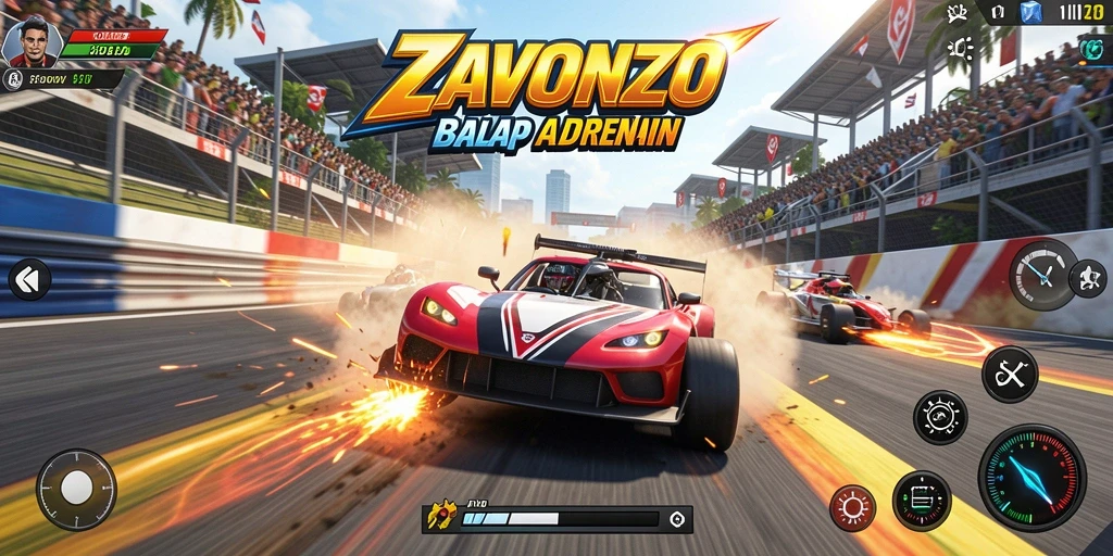 Tampilan gameplay balap yang seru dan mendebarkan dari ZAVONZO.