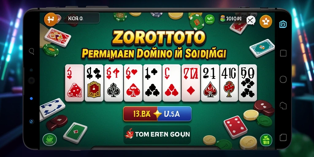 Tangkapan layar utama ZOROTOTO menampilkan gameplay Domino yang menarik.